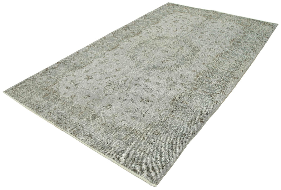 Overdyed Vintage Gri Eskitme Pamuk Yün El Dokuma Halısı 168x282 Agacan