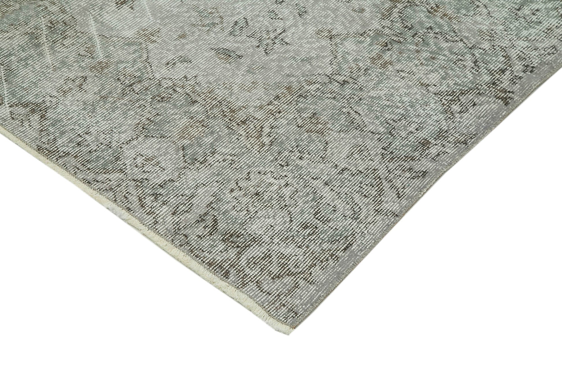 Overdyed Vintage Gri Eskitme Pamuk Yün El Dokuma Halısı 168x282 Agacan