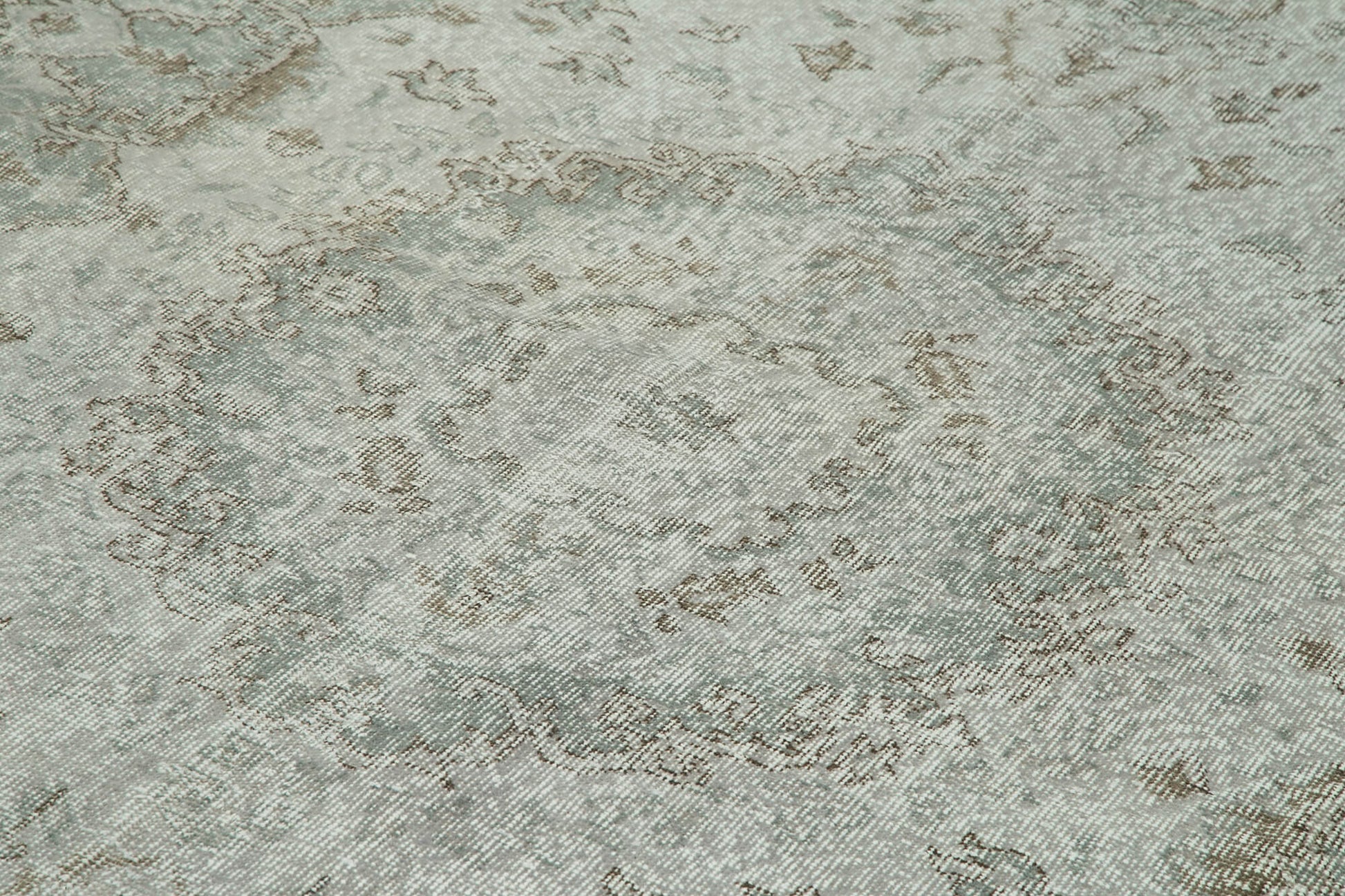 Overdyed Vintage Gri Eskitme Pamuk Yün El Dokuma Halısı 168x282 Agacan