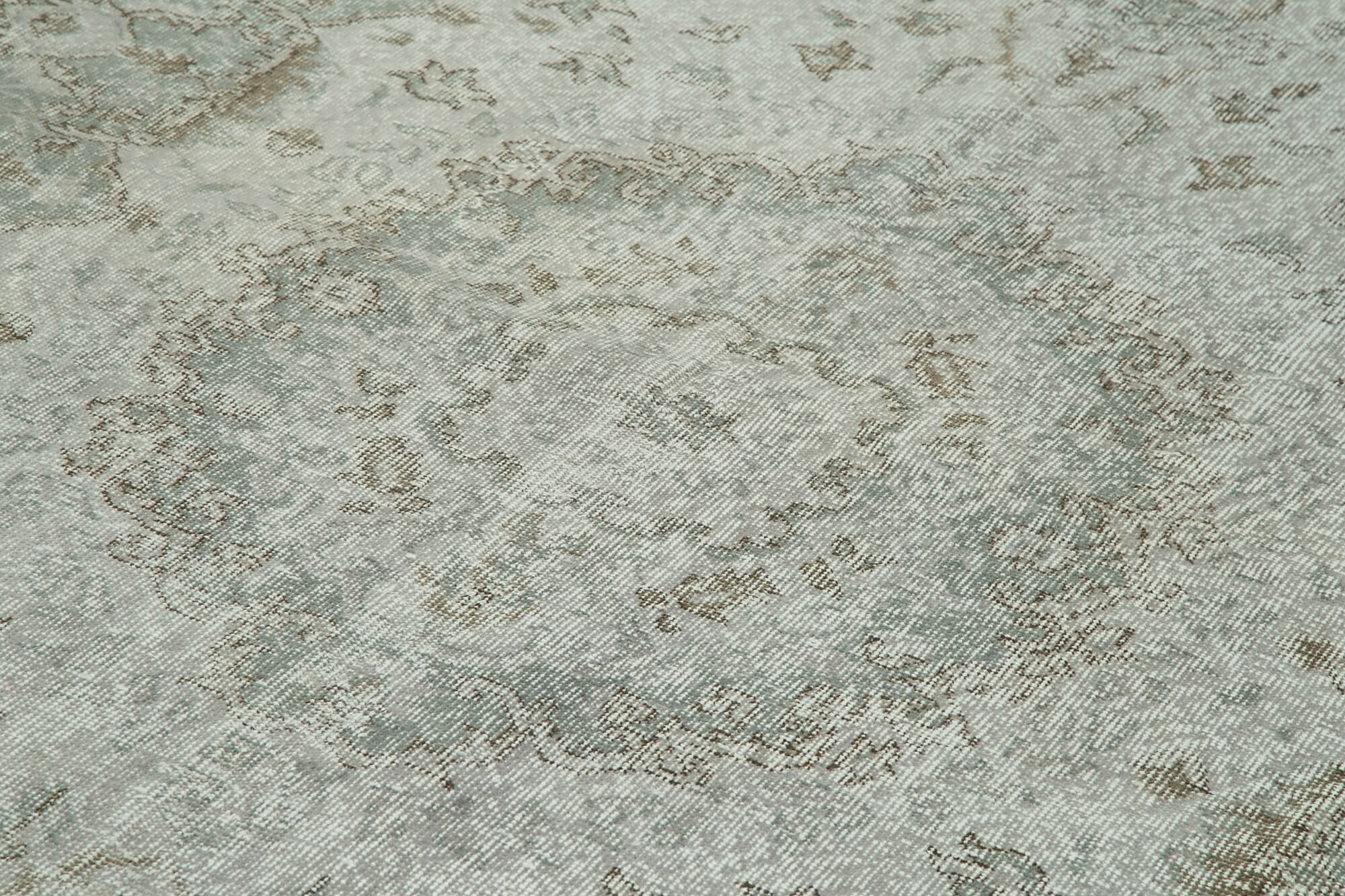 Overdyed Vintage Gri Eskitme Pamuk Yün El Dokuma Halısı 168x282 Agacan