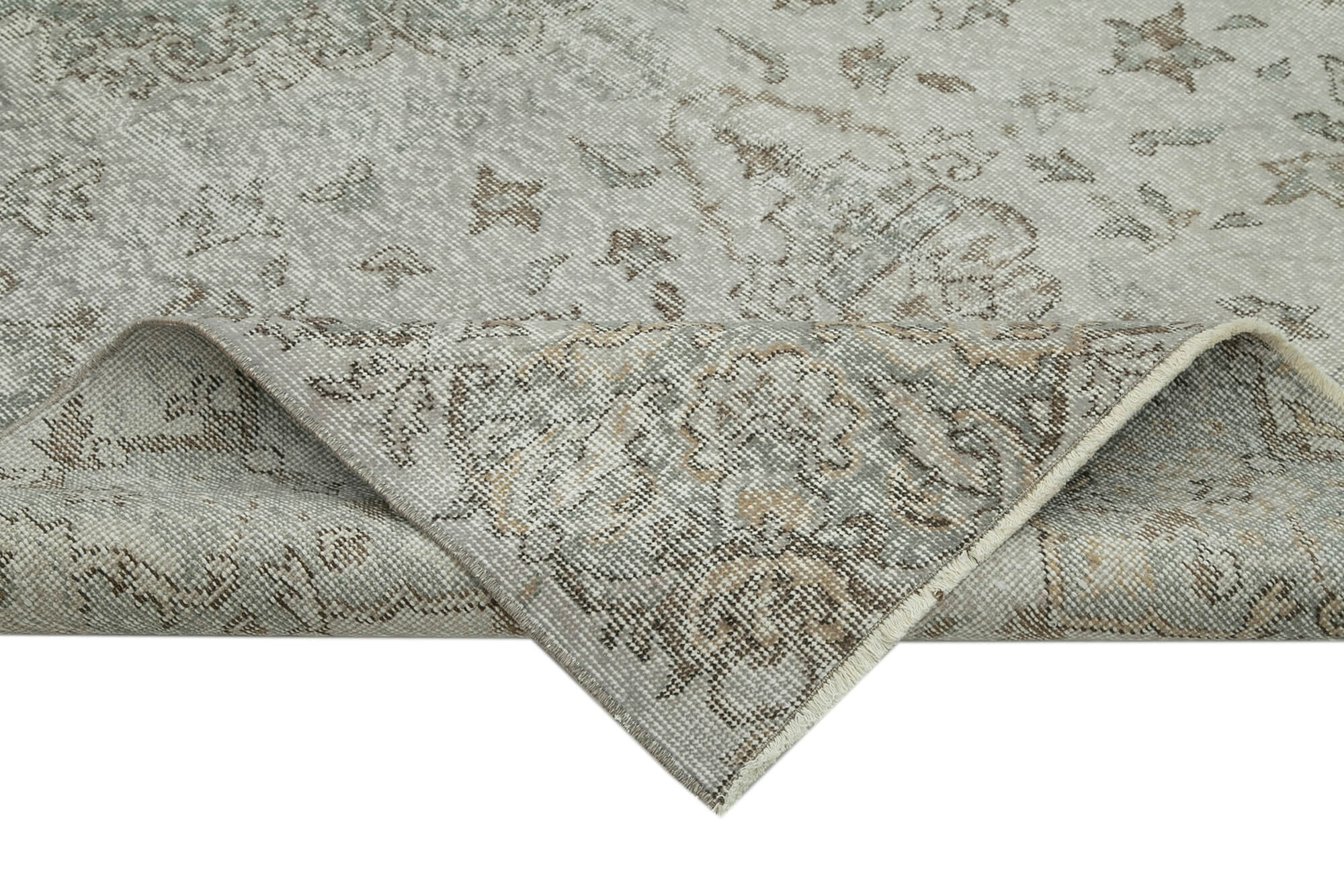 Overdyed Vintage Gri Eskitme Pamuk Yün El Dokuma Halısı 168x282 Agacan