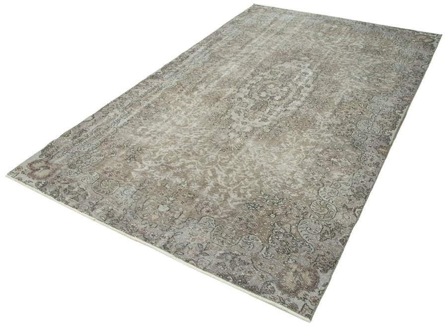 Overdyed Vintage Gri Eskitme Pamuk Yün El Dokuma Halısı 161x276 Agacan