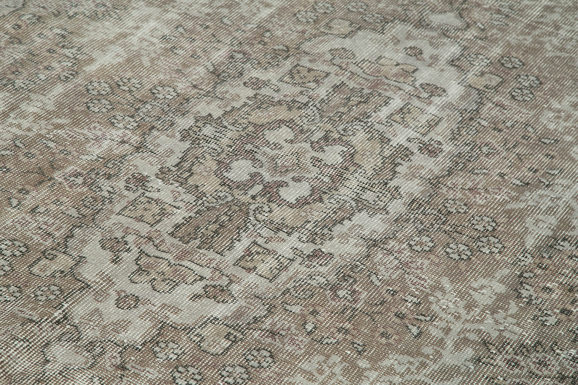 Overdyed Vintage Gri Eskitme Pamuk Yün El Dokuma Halısı 161x276 Agacan