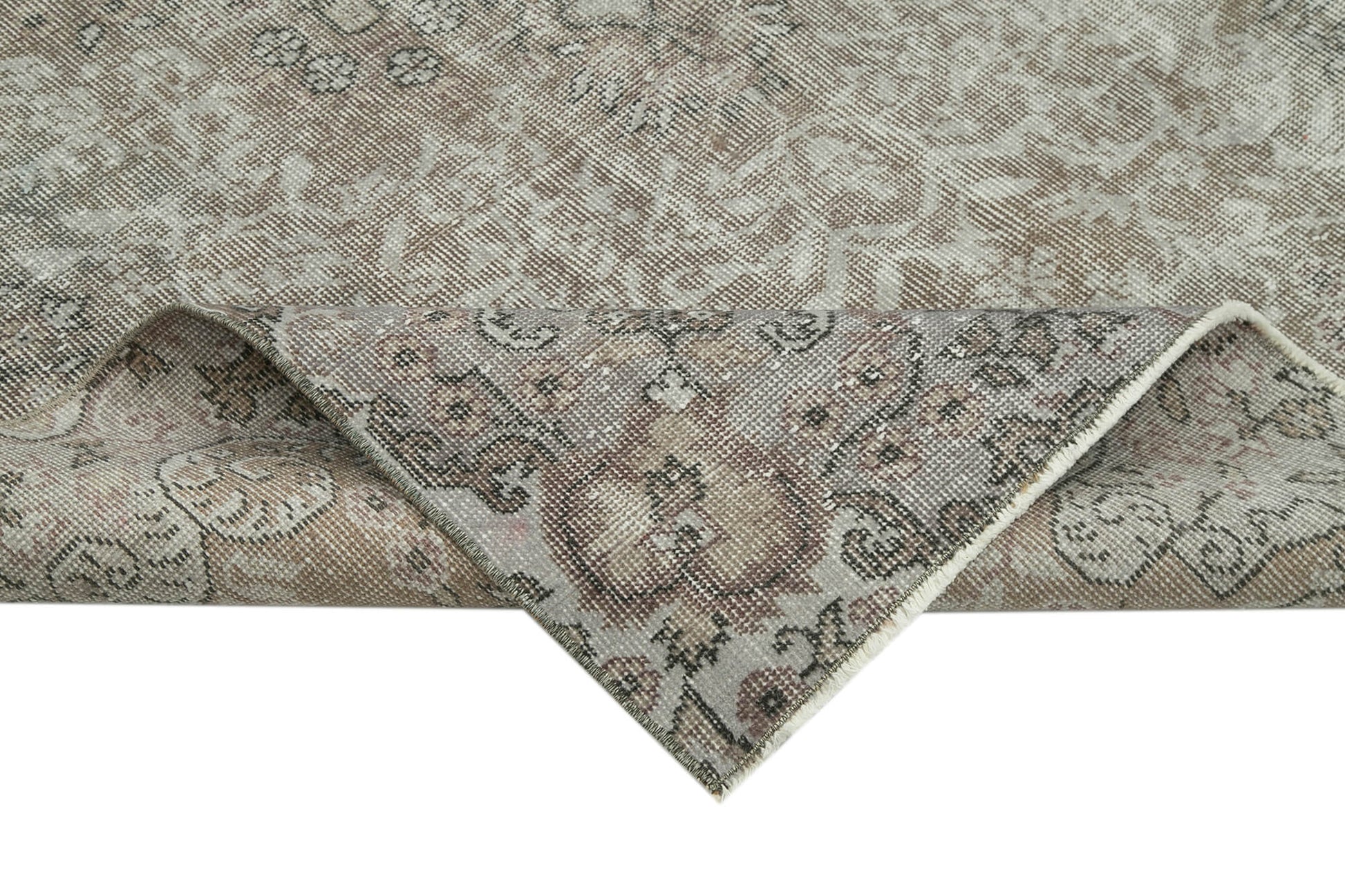 Overdyed Vintage Gri Eskitme Pamuk Yün El Dokuma Halısı 161x276 Agacan