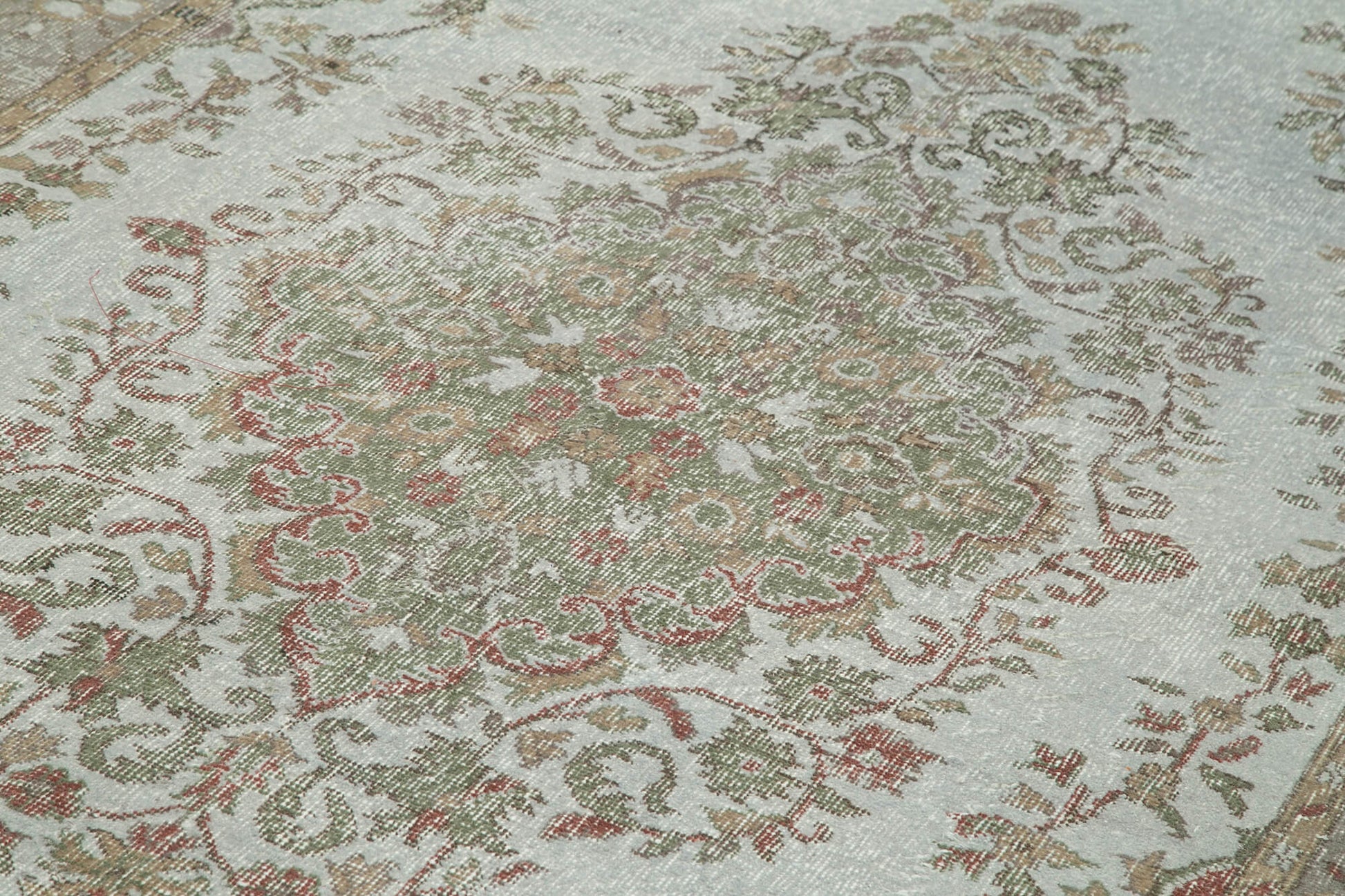 Overdyed Vintage Gri Eskitme Pamuk Yün El Dokuma Halısı 165x317 Agacan