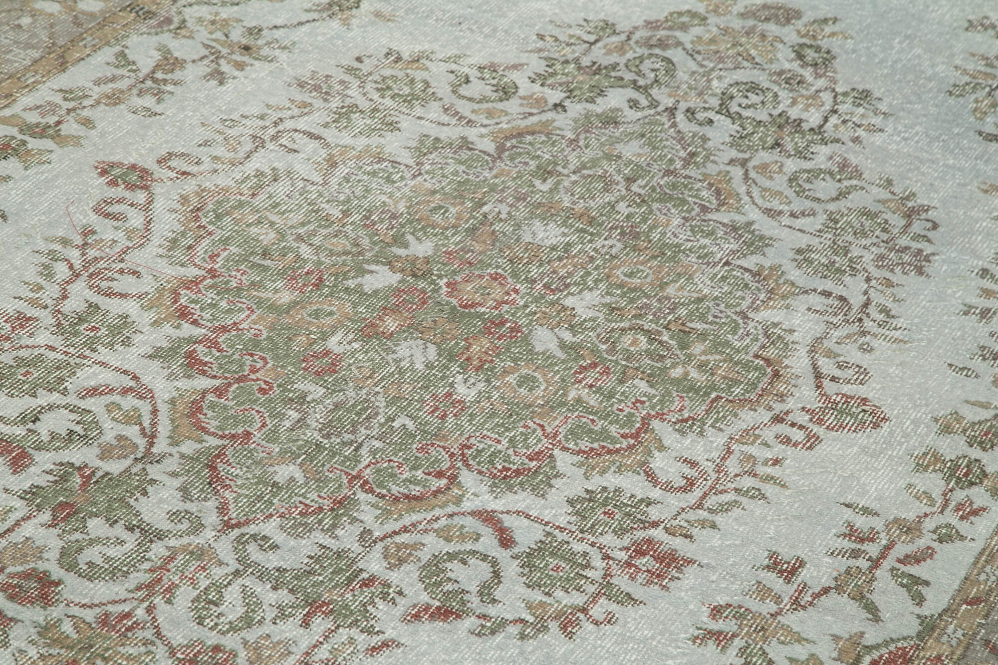 Overdyed Vintage Gri Eskitme Pamuk Yün El Dokuma Halısı 165x317 Agacan