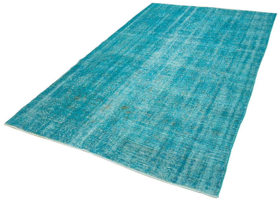 Overdyed Vintage Turkuaz Eskitme Pamuk Yün El Dokuma Halısı 161x256 Agacan
