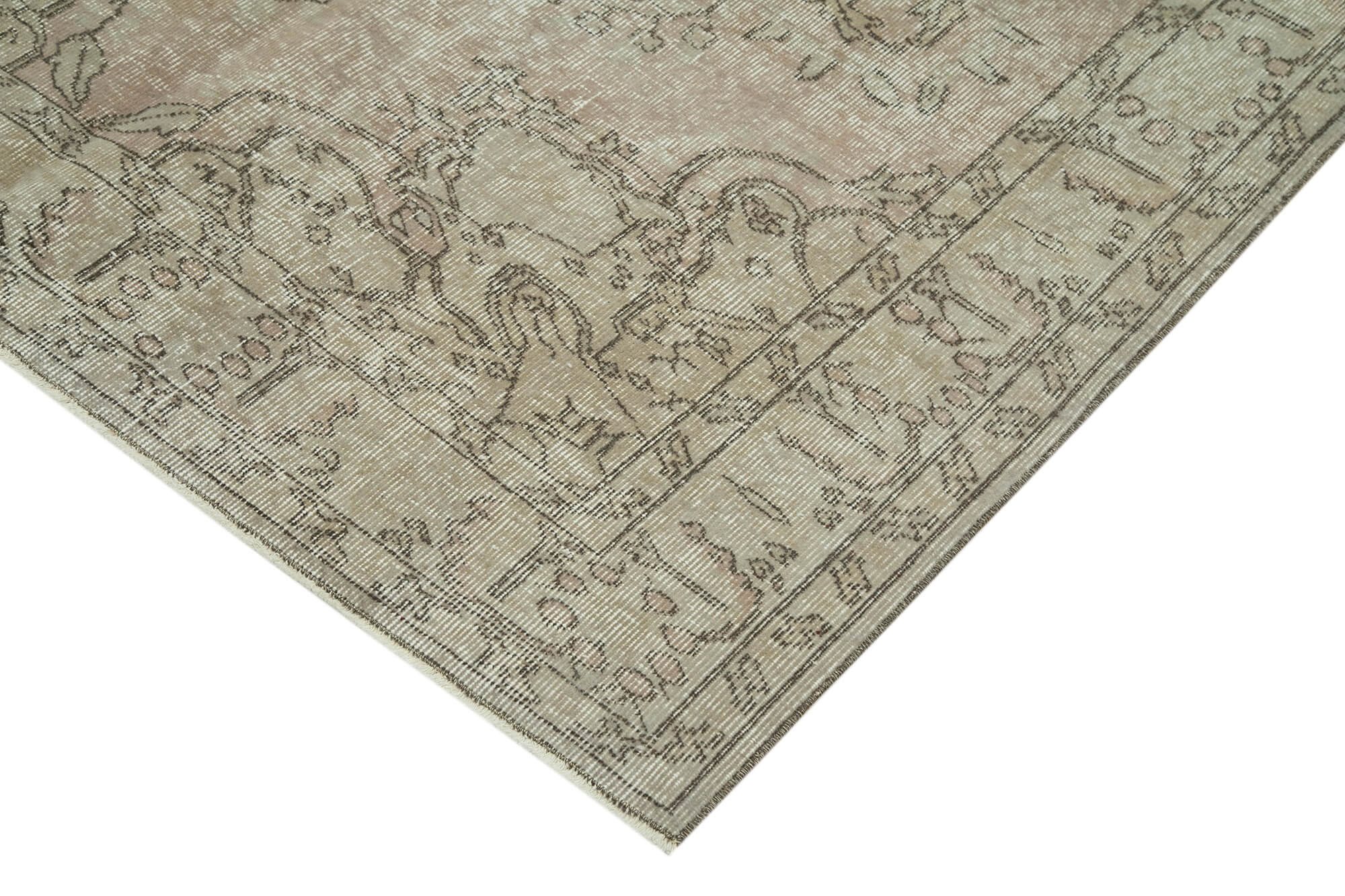 Overdyed Vintage Gri Eskitme Pamuk Yün El Dokuma Halısı 151x257 Agacan