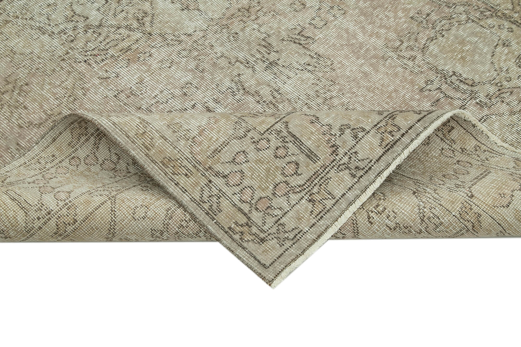 Overdyed Vintage Gri Eskitme Pamuk Yün El Dokuma Halısı 151x257 Agacan