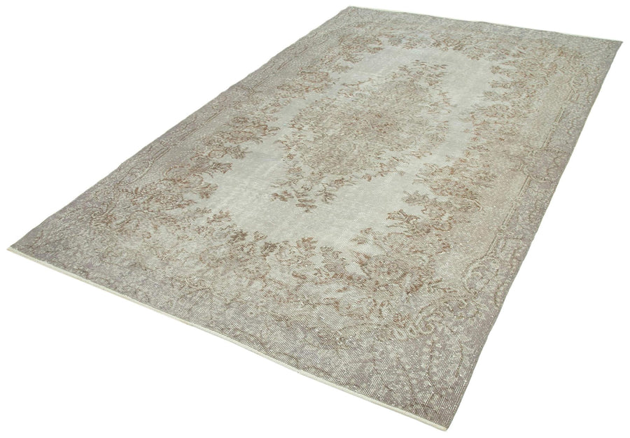 Overdyed Vintage Gri Eskitme Pamuk Yün El Dokuma Halısı 176x276 Agacan