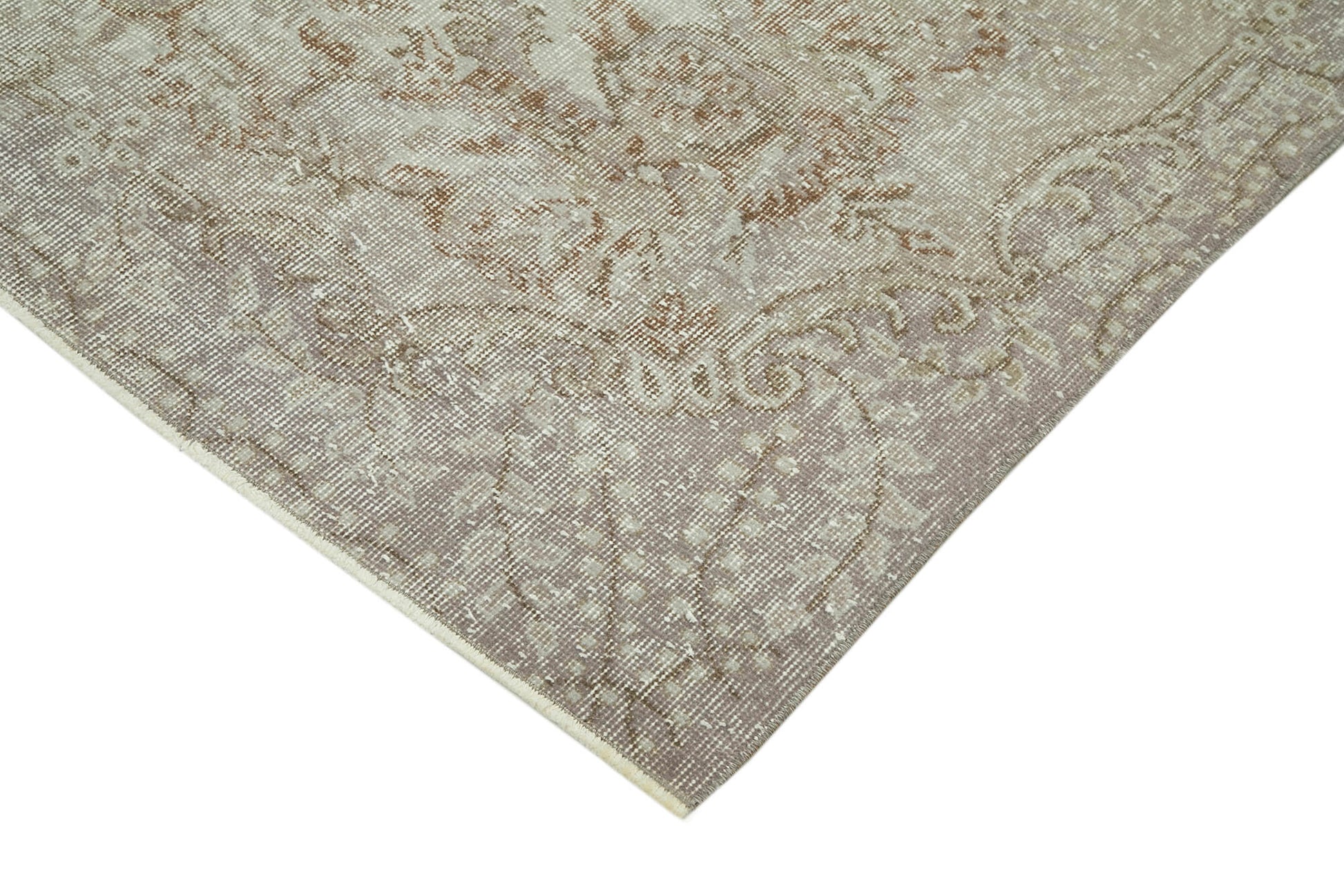 Overdyed Vintage Gri Eskitme Pamuk Yün El Dokuma Halısı 176x276 Agacan