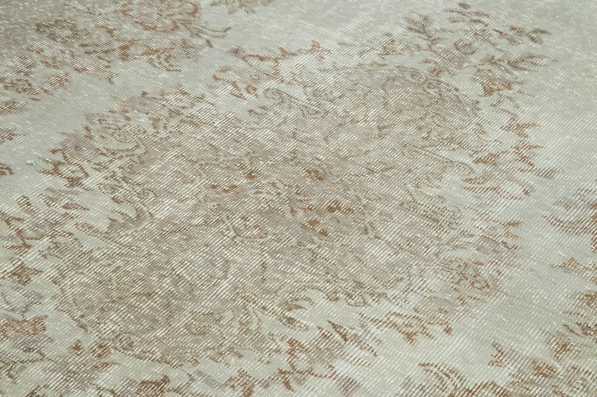 Overdyed Vintage Gri Eskitme Pamuk Yün El Dokuma Halısı 176x276 Agacan