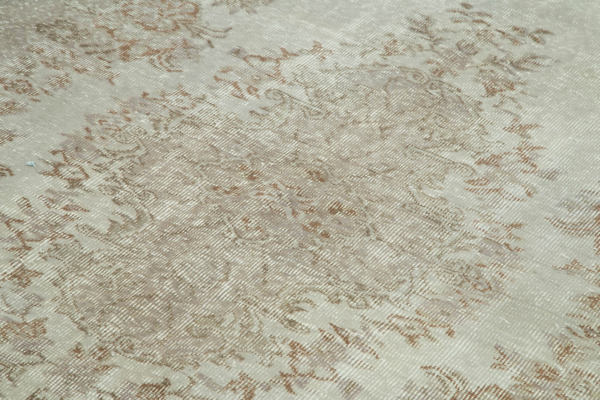 Overdyed Vintage Gri Eskitme Pamuk Yün El Dokuma Halısı 176x276 Agacan