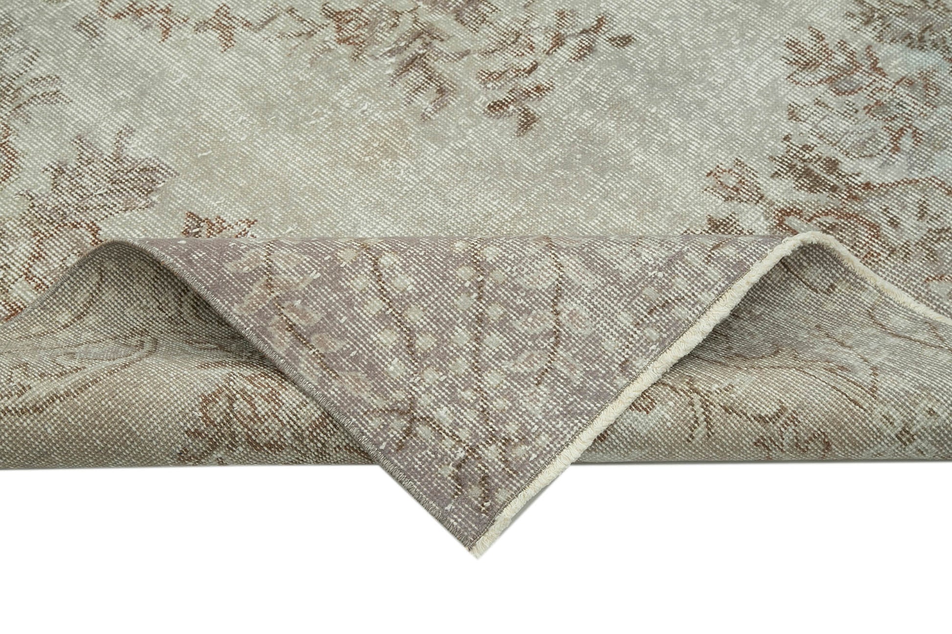 Overdyed Vintage Gri Eskitme Pamuk Yün El Dokuma Halısı 176x276 Agacan