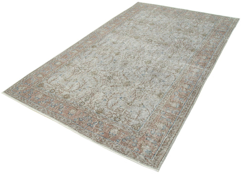 Overdyed Vintage Gri Eskitme Pamuk Yün El Dokuma Halısı 164x265 Agacan