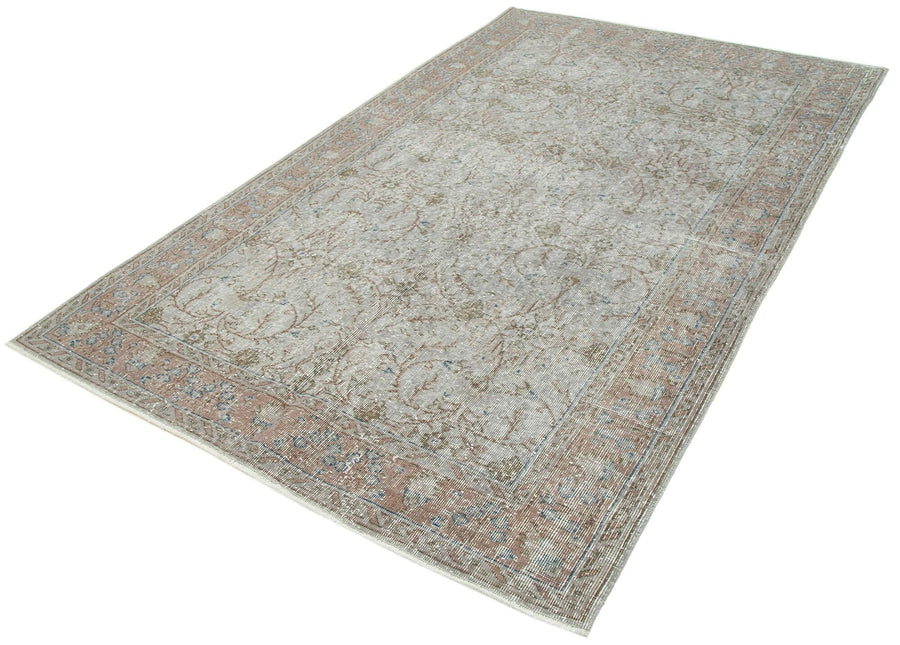 Overdyed Vintage Gri Eskitme Pamuk Yün El Dokuma Halısı 164x265 Agacan
