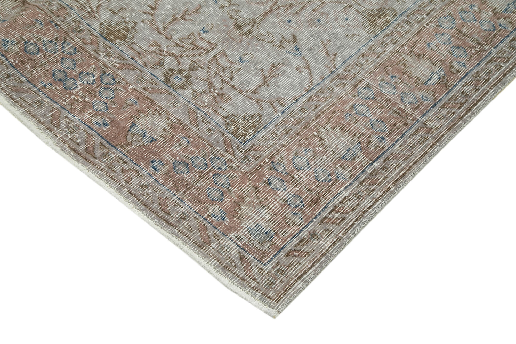 Overdyed Vintage Gri Eskitme Pamuk Yün El Dokuma Halısı 164x265 Agacan
