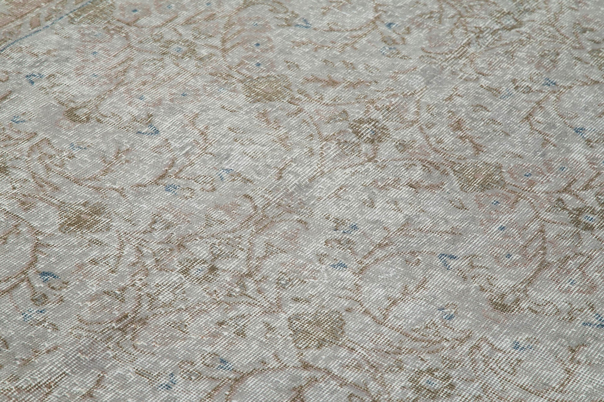 Overdyed Vintage Gri Eskitme Pamuk Yün El Dokuma Halısı 164x265 Agacan