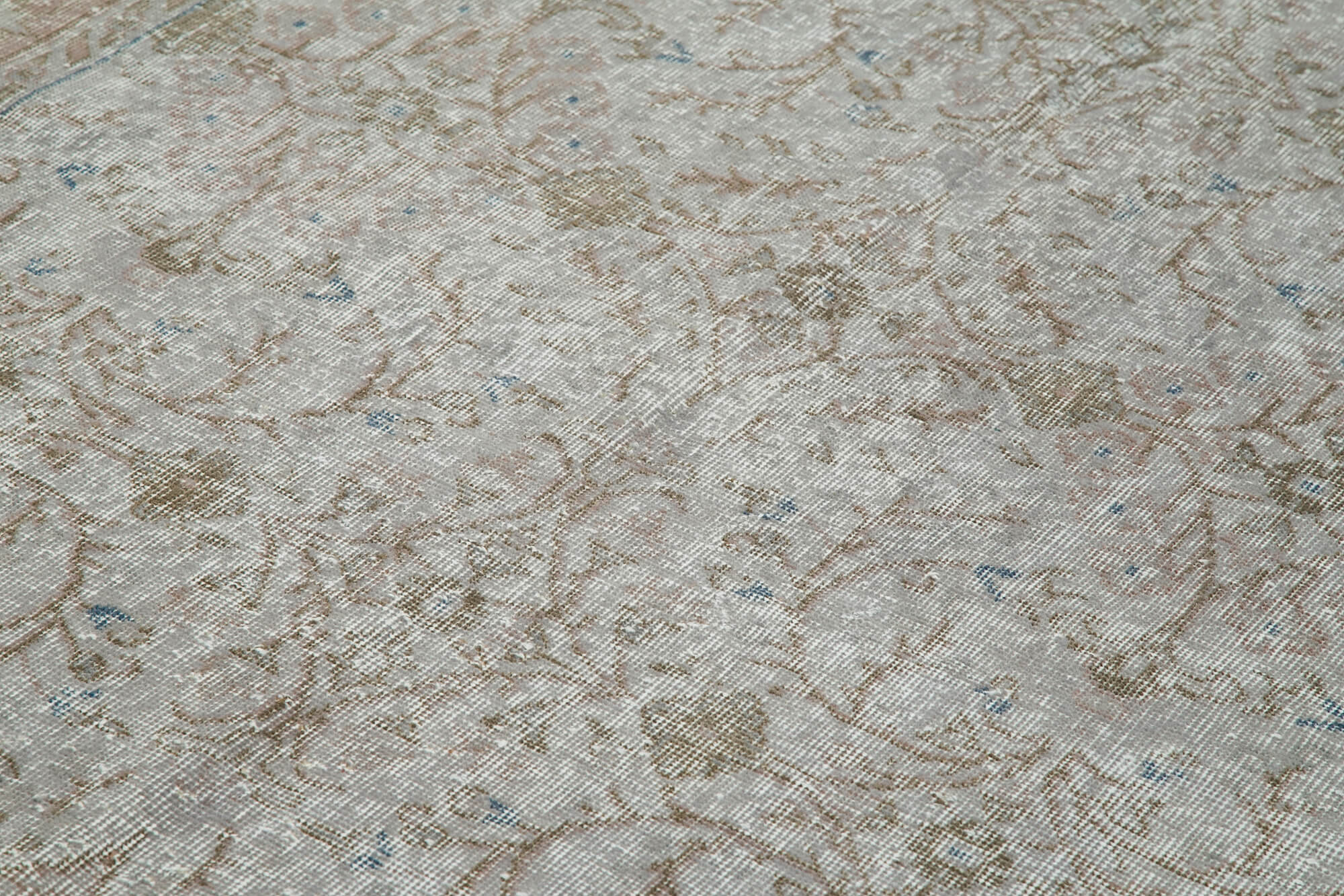 Overdyed Vintage Gri Eskitme Pamuk Yün El Dokuma Halısı 164x265 Agacan