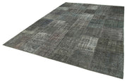 Kırk Yama Gri Patchwork Pamuk Yün El Dokuma Halısı 248x351 Agacan