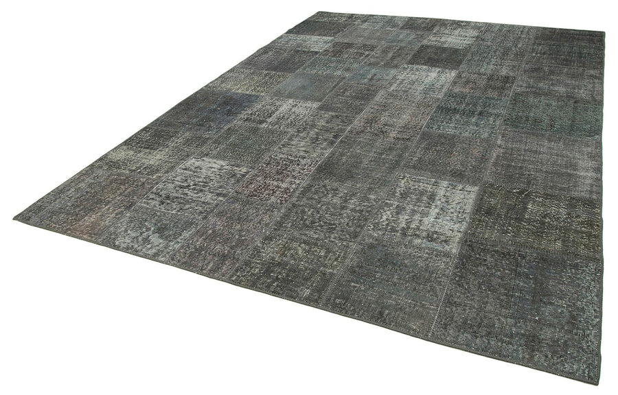 Kırk Yama Gri Patchwork Pamuk Yün El Dokuma Halısı 248x351 Agacan