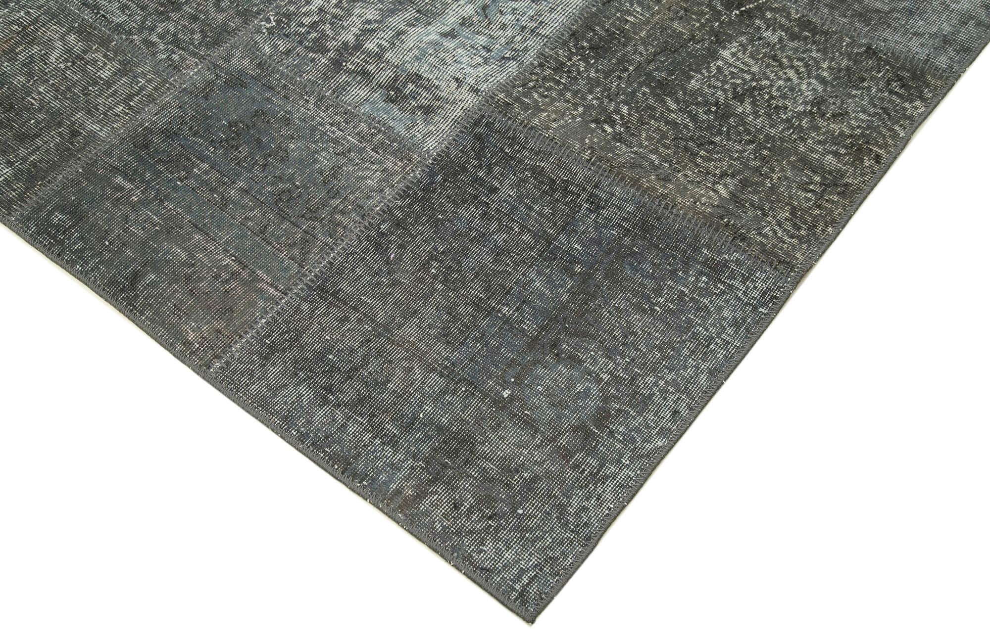 Kırk Yama Gri Patchwork Pamuk Yün El Dokuma Halısı 248x351 Agacan