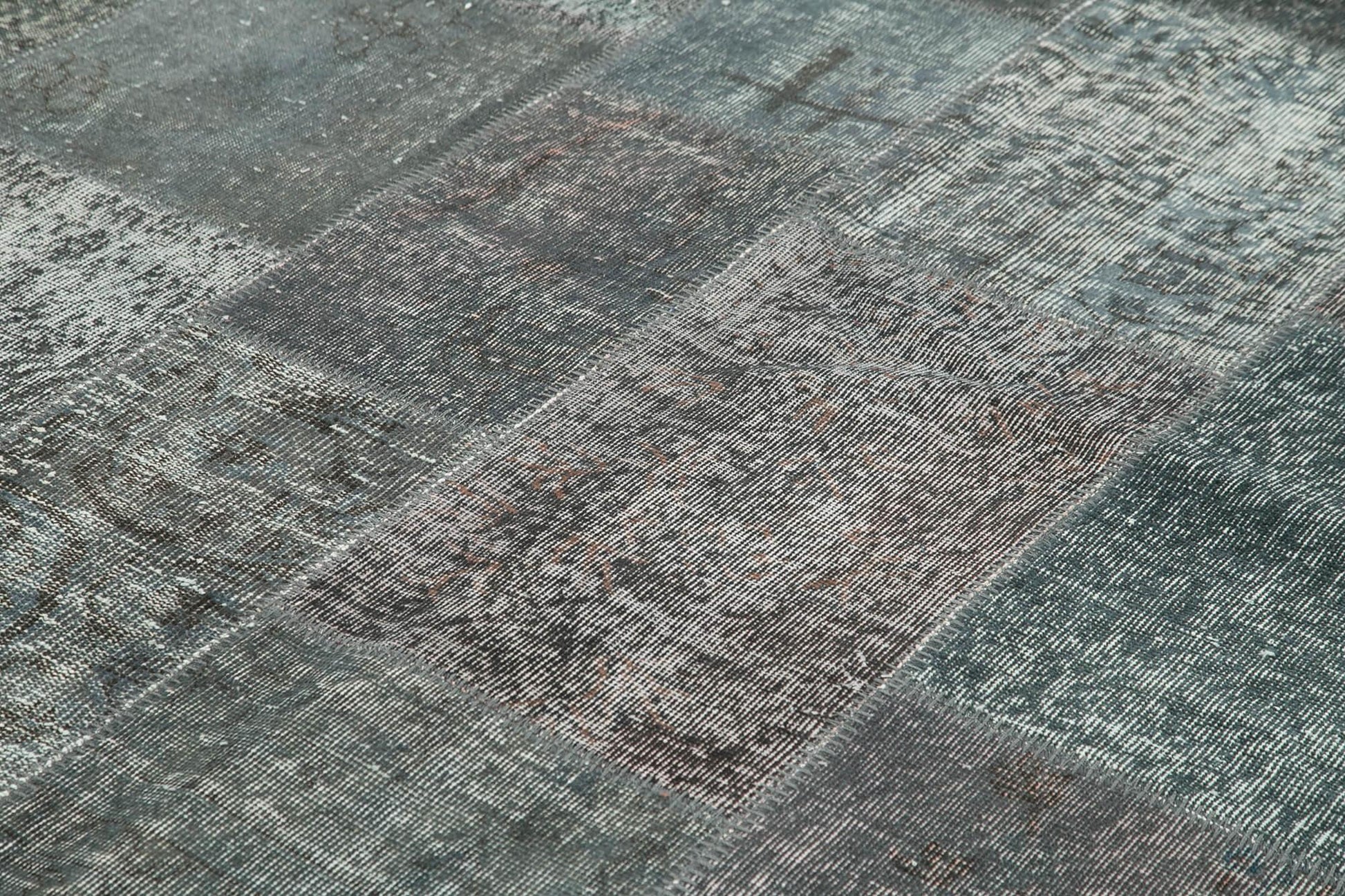 Kırk Yama Gri Patchwork Pamuk Yün El Dokuma Halısı 248x351 Agacan
