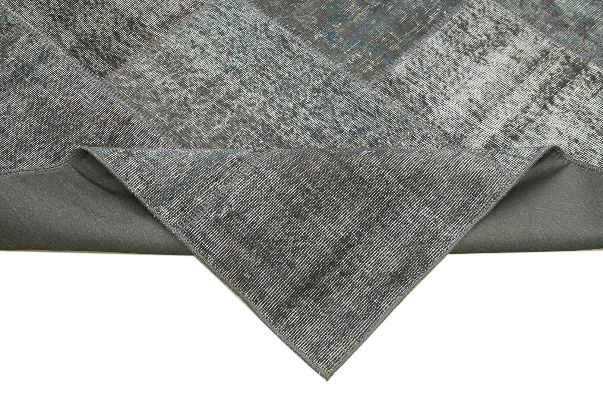 Kırk Yama Gri Patchwork Pamuk Yün El Dokuma Halısı 248x351 Agacan