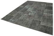 Kırk Yama Gri Patchwork Pamuk Yün El Dokuma Halısı 246x350 Agacan