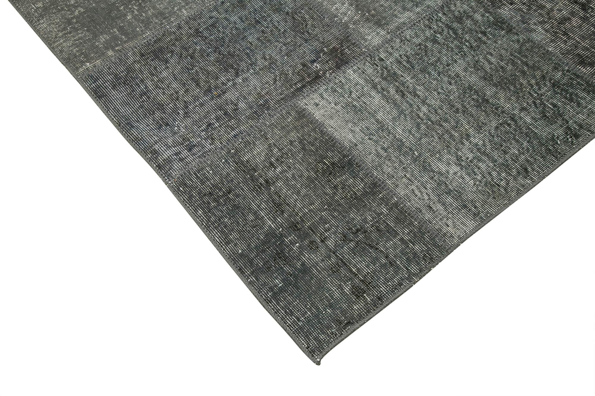 Kırk Yama Gri Patchwork Pamuk Yün El Dokuma Halısı 246x350 Agacan