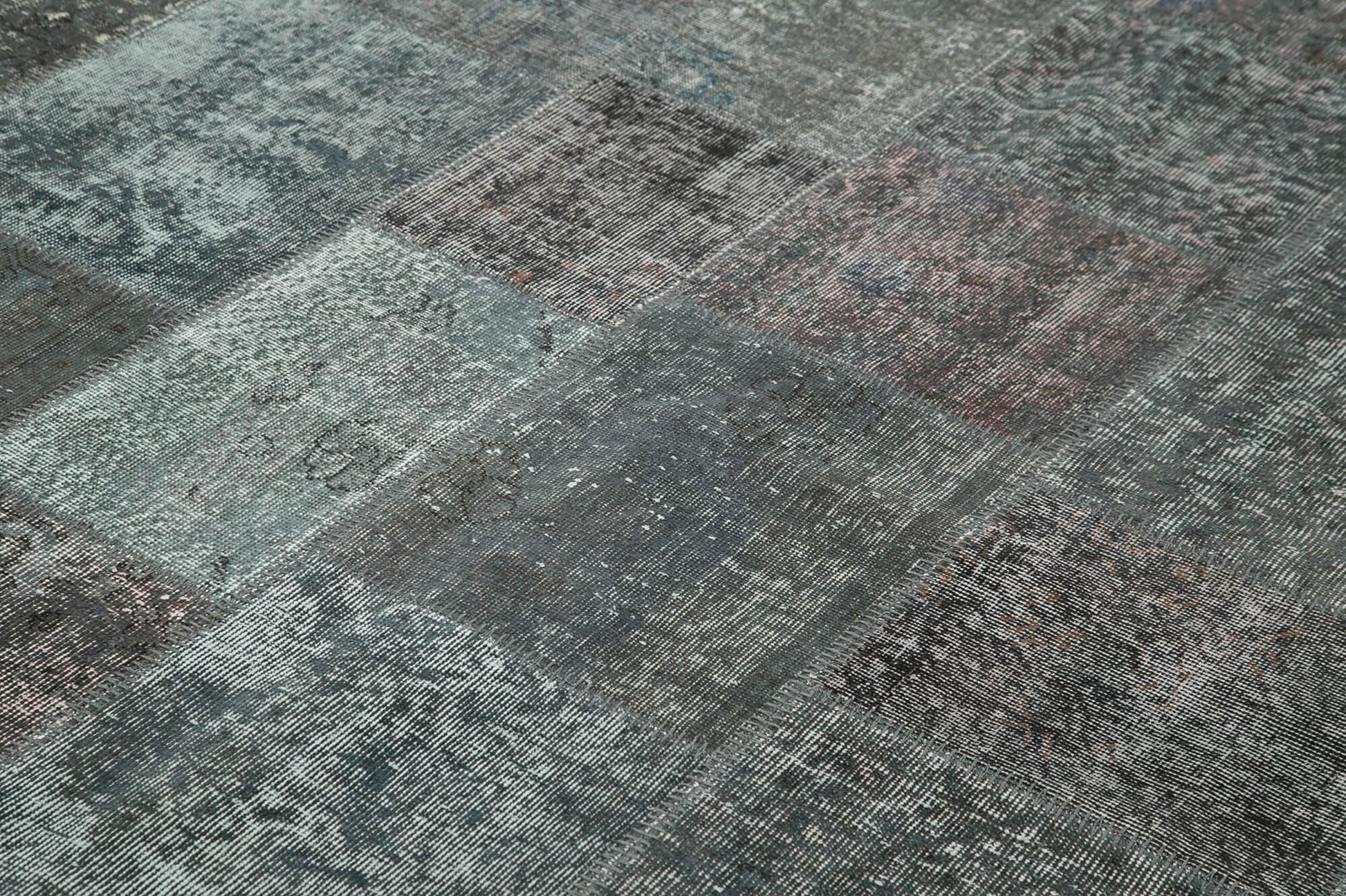 Kırk Yama Gri Patchwork Pamuk Yün El Dokuma Halısı 246x350 Agacan