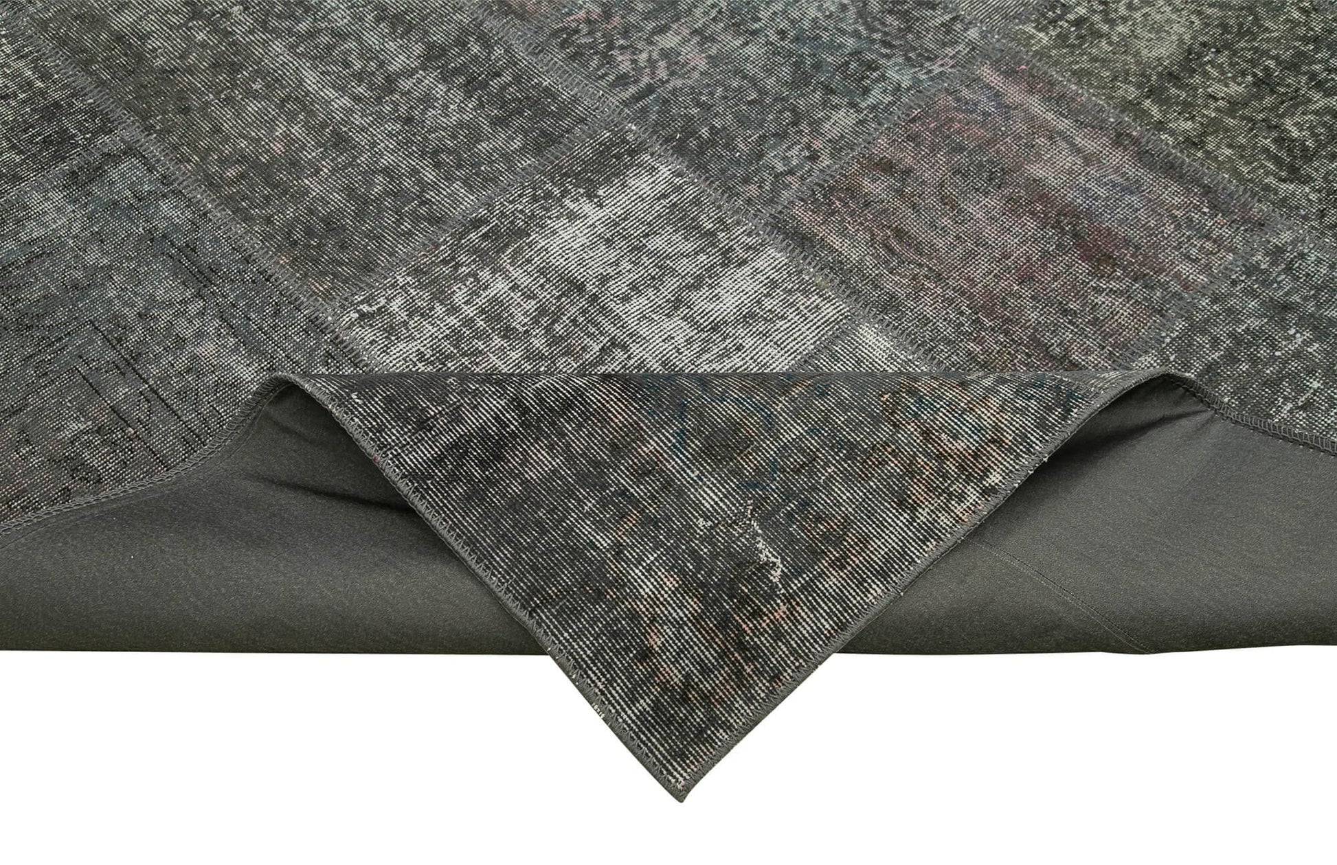 Kırk Yama Gri Patchwork Pamuk Yün El Dokuma Halısı 246x350 Agacan