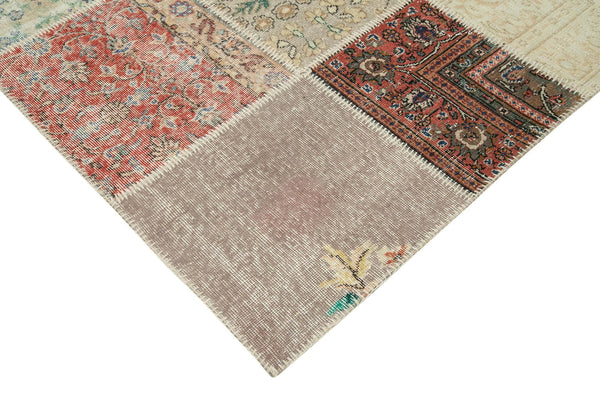 Kırk Yama Mavi Patchwork Pamuk Yün El Dokuma Halısı 249x351 Agacan