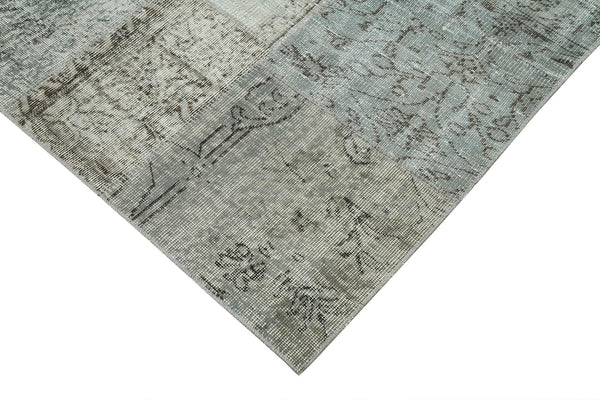 Kırk Yama Gri Patchwork Pamuk Yün El Dokuma Halısı 252x350 Agacan