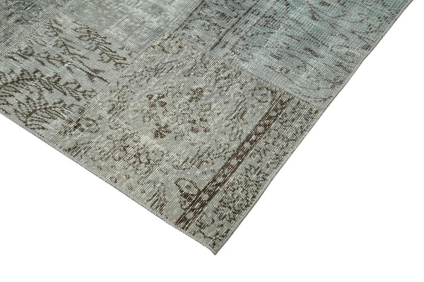Kırk Yama Gri Patchwork Pamuk Yün El Dokuma Halısı 250x350 Agacan