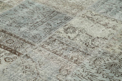 Kırk Yama Gri Patchwork Pamuk Yün El Dokuma Halısı 250x350 Agacan
