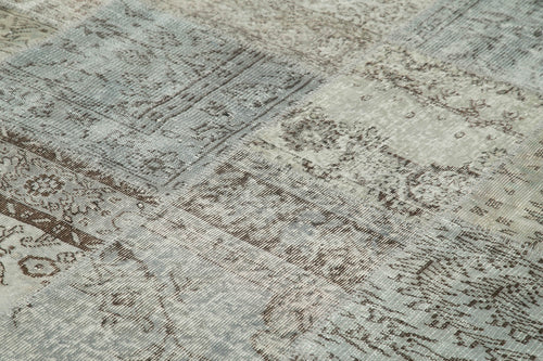 Kırk Yama Gri Patchwork Pamuk Yün El Dokuma Halısı 250x350 Agacan