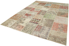 Kırk Yama Mavi Patchwork Pamuk Yün El Dokuma Halısı 250x353 Agacan