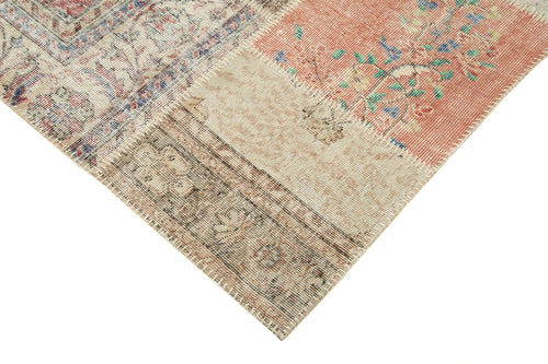 Kırk Yama Mavi Patchwork Pamuk Yün El Dokuma Halısı 250x353 Agacan