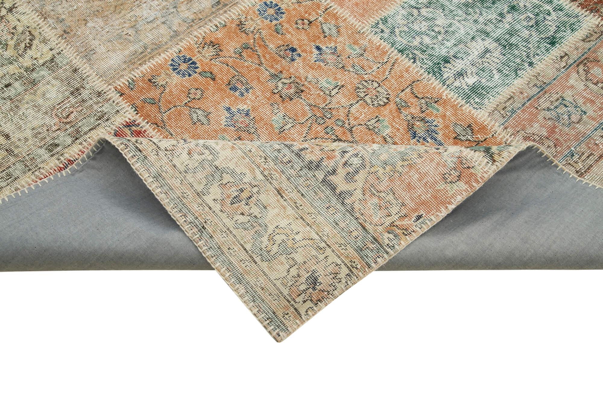 Kırk Yama Mavi Patchwork Pamuk Yün El Dokuma Halısı 250x353 Agacan