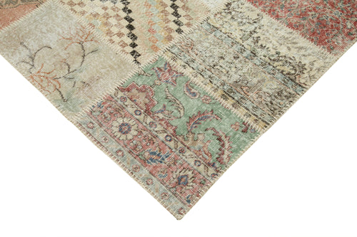 Kırk Yama Mavi Patchwork Pamuk Yün El Dokuma Halısı 250x350 Agacan