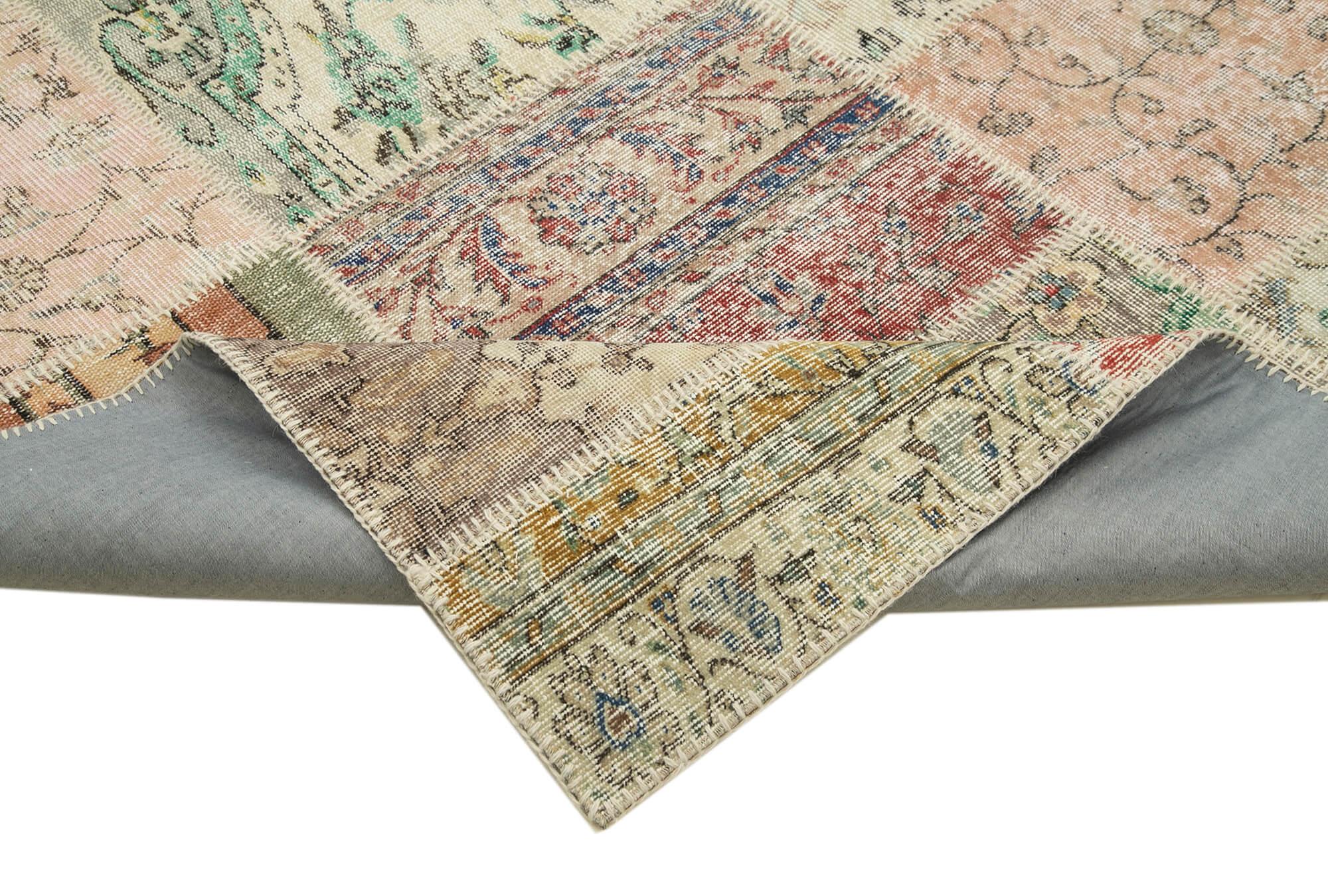 Kırk Yama Mavi Patchwork Pamuk Yün El Dokuma Halısı 246x350 Agacan