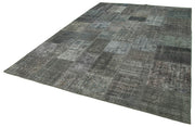 Kırk Yama Gri Patchwork Pamuk Yün El Dokuma Halısı 247x350 Agacan