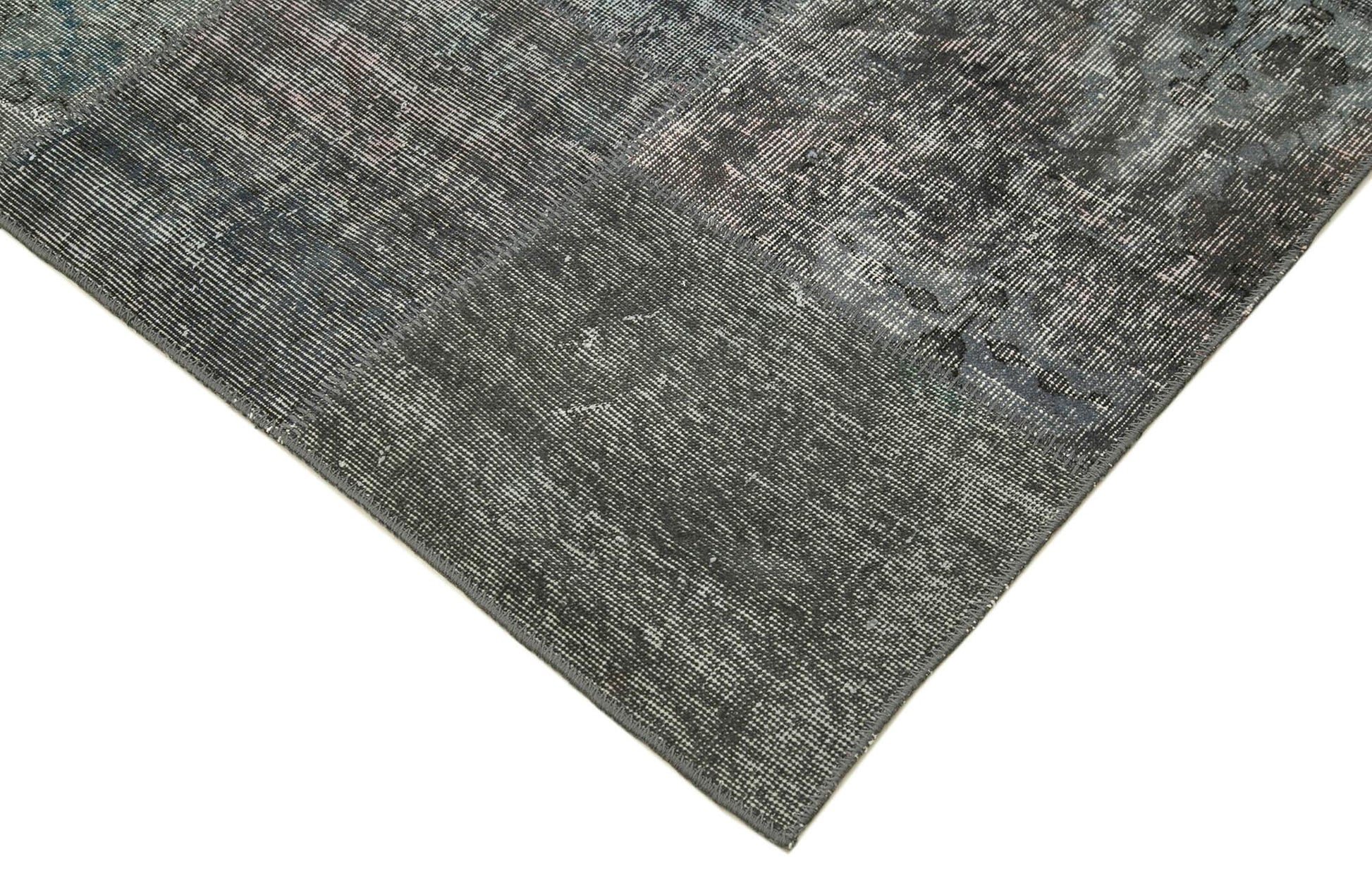 Kırk Yama Gri Patchwork Pamuk Yün El Dokuma Halısı 247x350 Agacan