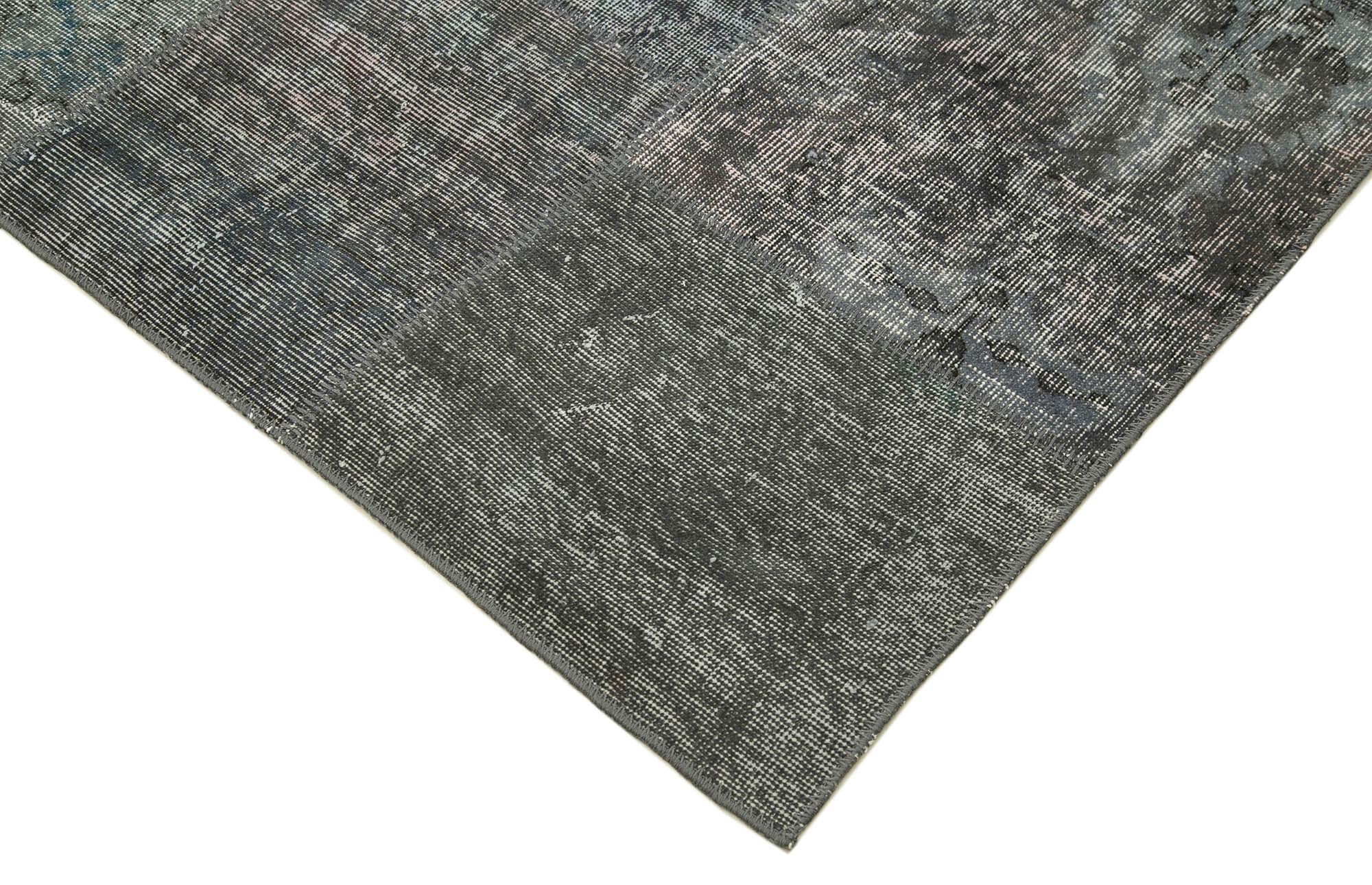 Kırk Yama Gri Patchwork Pamuk Yün El Dokuma Halısı 247x350 Agacan