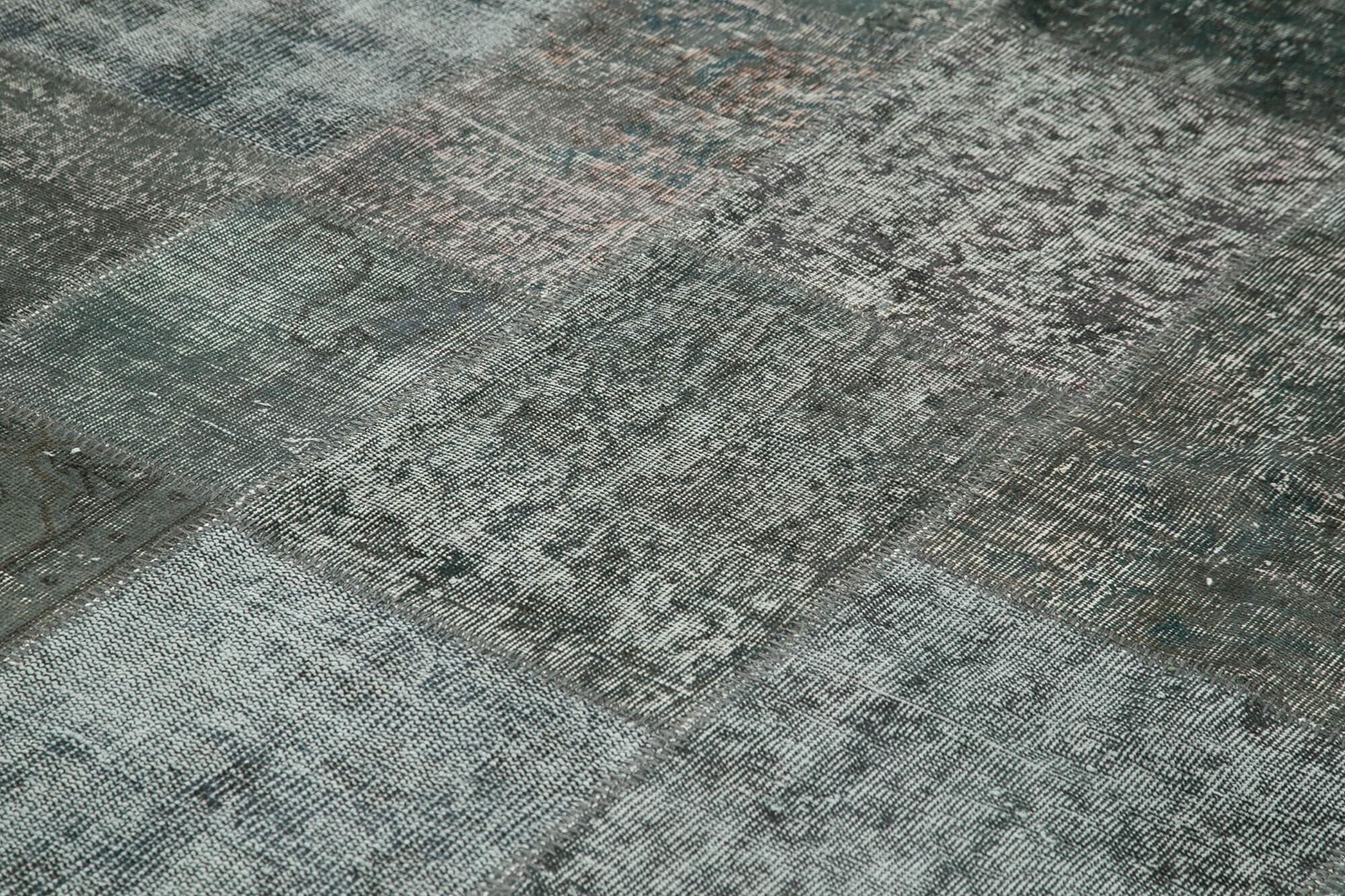 Kırk Yama Gri Patchwork Pamuk Yün El Dokuma Halısı 247x350 Agacan