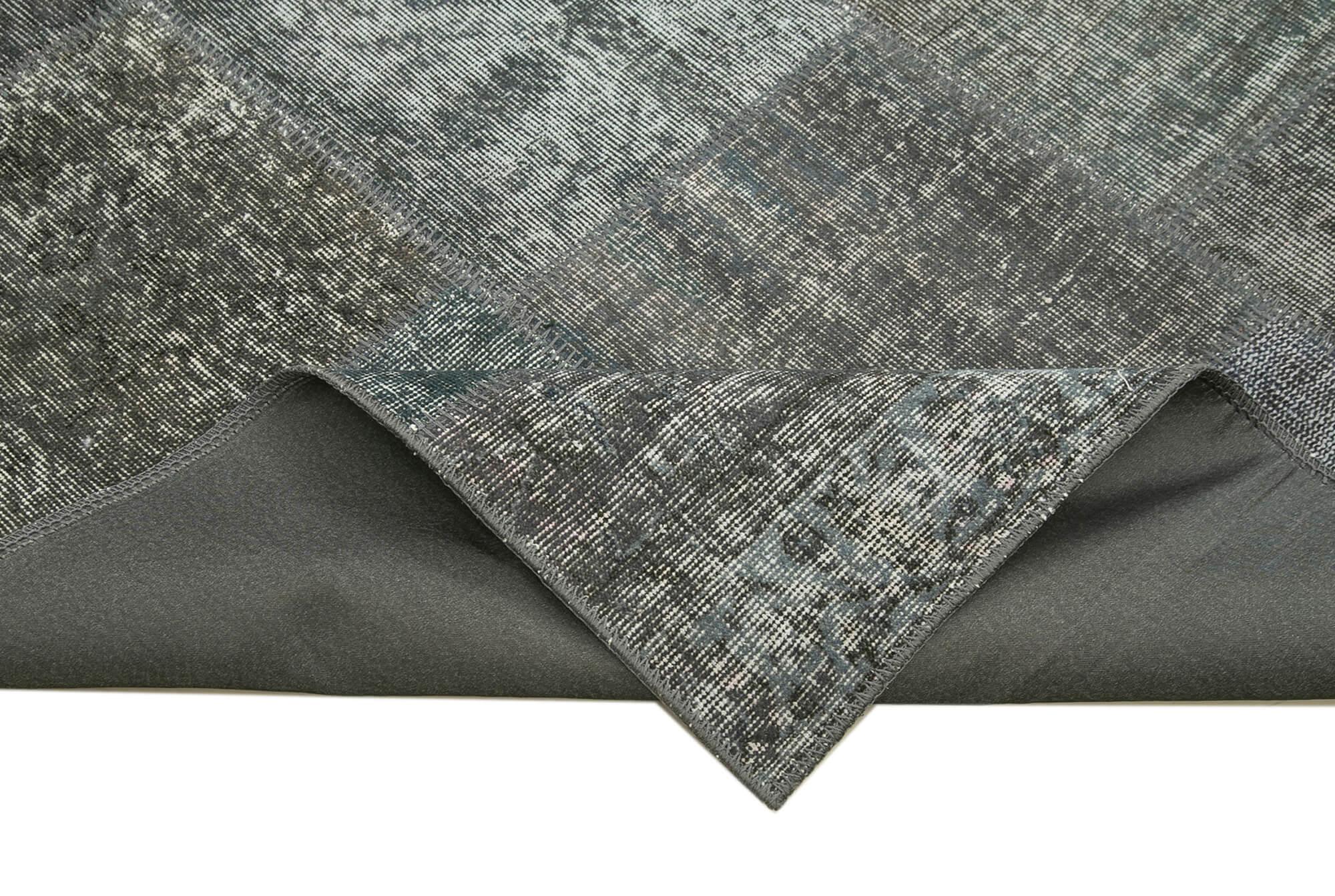 Kırk Yama Gri Patchwork Pamuk Yün El Dokuma Halısı 247x350 Agacan