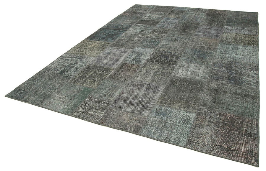 Kırk Yama Gri Patchwork Pamuk Yün El Dokuma Halısı 247x350 Agacan