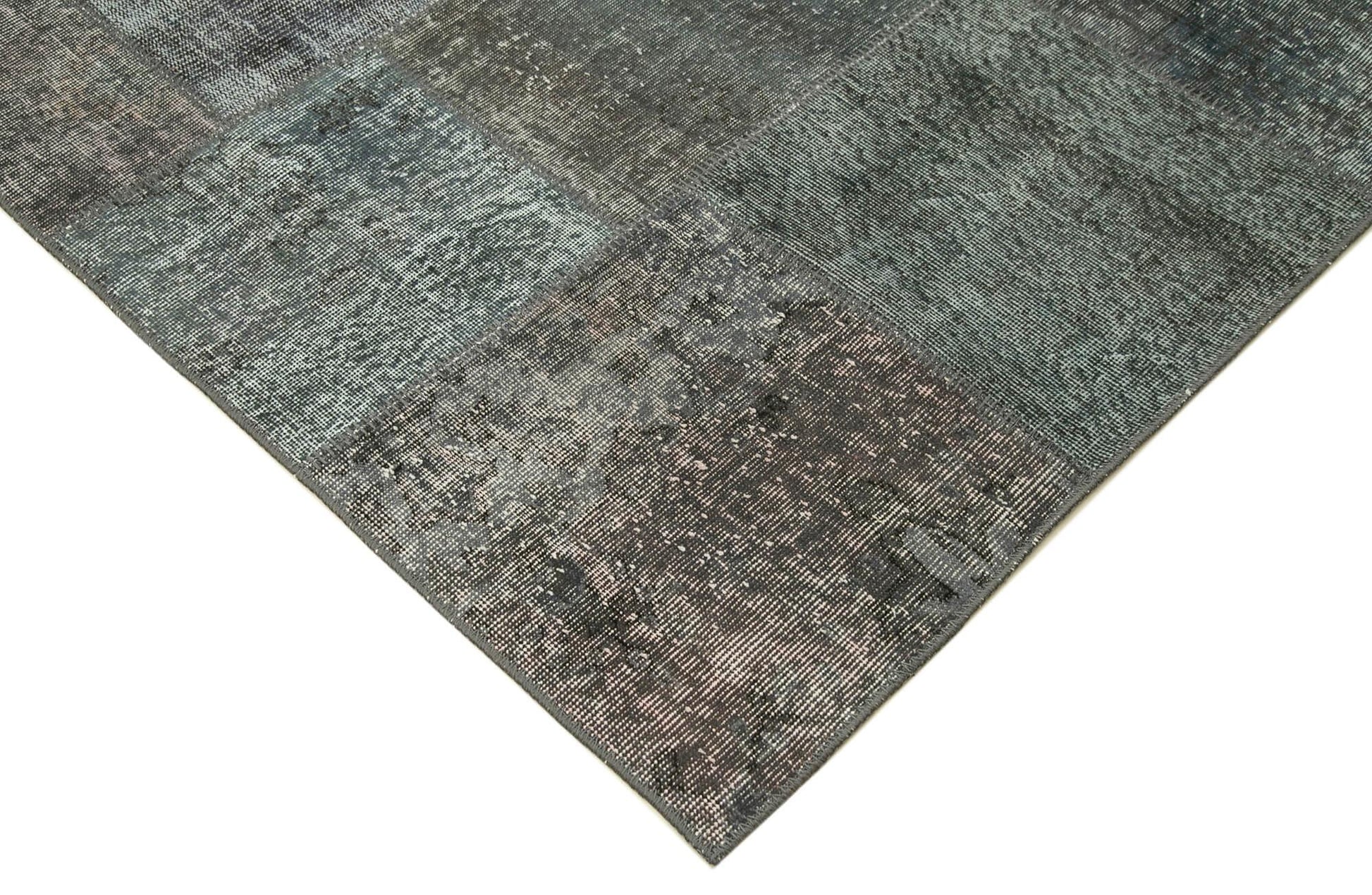 Kırk Yama Gri Patchwork Pamuk Yün El Dokuma Halısı 247x350 Agacan