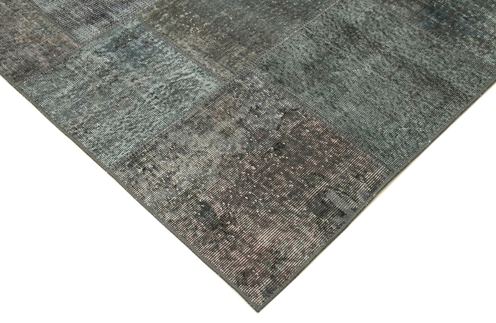 Kırk Yama Gri Patchwork Pamuk Yün El Dokuma Halısı 247x350 Agacan